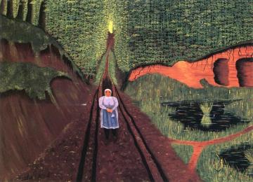 Peasant Woman in a Purple Dress Artwork by Camille Bombois