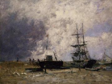 The Trouville Coastline, Low tide Artwork by Eugène-Louis Boudin