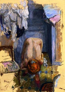 Crouching Nude Leaning Forward Artwork by Pierre Bonnard