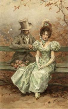 A Flirtation Artwork by Frederik Henrdik Kaemmerer