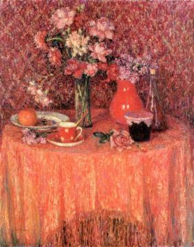 The Table, Red Harmony Artwork by Henri Le Sidaner