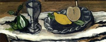 Glass and Fruit Artwork by Georges Braque