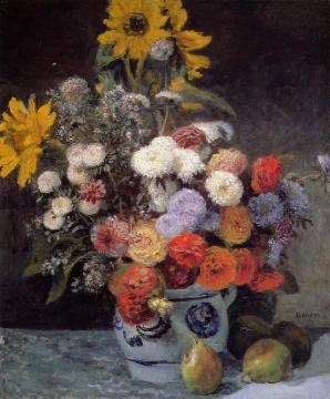 Mixed Flowers in an Earthenware Pot Artwork by Pierre Auguste Renoir