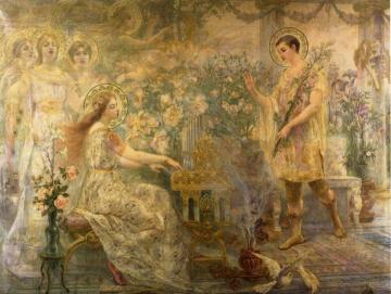 Saint Cecily and Saint Valerian Artwork by Adolphe la Lyre