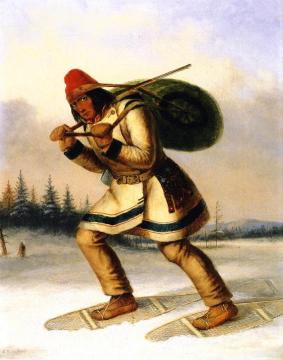 Indian Trapper On Snowshoes Artwork by Cornelius Krieghoff