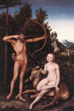 Apollo and Diana Artwork by Lucas Cranach the Elder