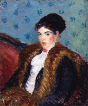 Girl with Fox Furs Artwork by William James Glackens