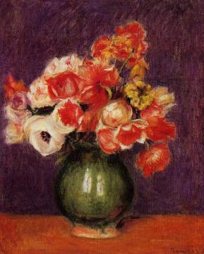 Flowers In A Vase Artwork by Pierre Auguste Renoir