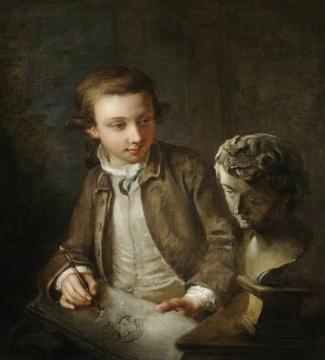 A Boy Drawing from the Antique Artwork by Philippe Mercier