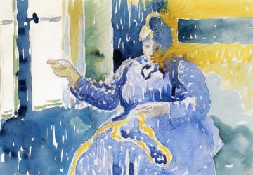 Woman Sewing Artwork by Henri Edmond Cross