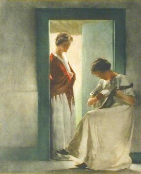 Two Girls In A Doorway Artwork by Peter Ilsted