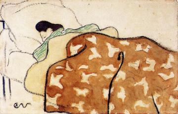 Woman in Bed Artwork by Edouard Vuillard