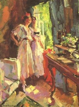 In Front of the Open Window Artwork by Constantin Alexeevich Korovin