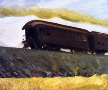 Railroad Train Artwork by Edward Hopper