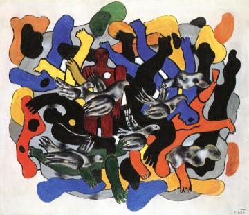 Divers with Birds Artwork by Fernand Léger