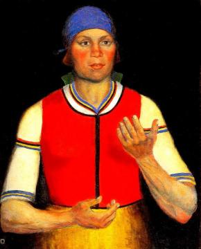 Female Worker In Red Artwork by Kasimir Malevich
