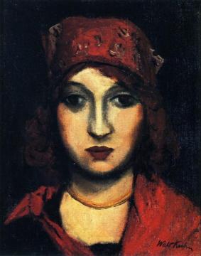 Portrait Of A Woman With A Red Kerchief Artwork by Walt Kuhn