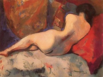 Nude on a Red Cushion Artwork by Henri Manguin
