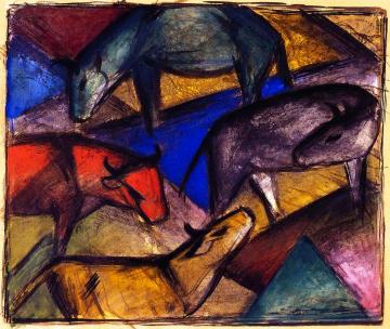 Cows Artwork by Franz Marc