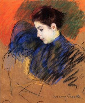 Young Woman Reflecting Artwork by Mary Cassatt