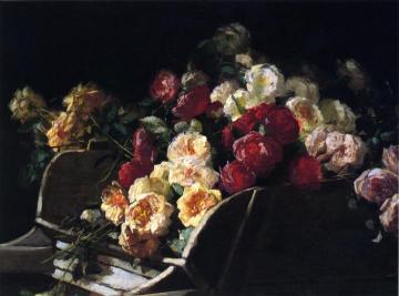 Roses In A Wheelbarrow Artwork by George Cochran Lambdin