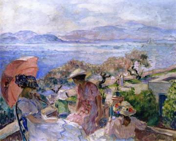 On The Terrace Facing The Sea, Sainte-maxime Artwork by Henri Lebasque