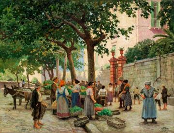 Vegetable Market In Vomero Artwork by Paul Gustave Fischer