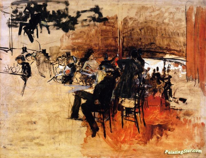 Café Scene (study For "the Red Cafe") Artwork by Giovanni Boldini