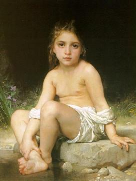 Child at Bath Artwork by William Adolphe Bouguereau
