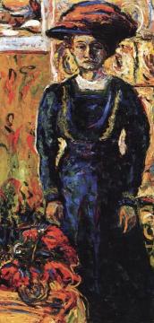 Emmy Frisch with Red Flowers Artwork by Ernst Ludwig Kirchner