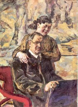 Self-Portrait with Wife Artwork by Pyotr Konchalovsky