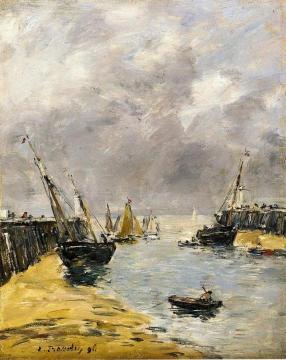 The Jetties, Low Tide, Trouville Artwork by Eugène-Louis Boudin