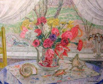 Still Life at the window Artwork by Leon De Smet