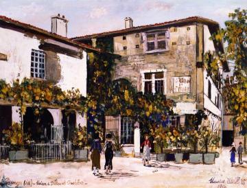 House with Pillars and Hotel in Perugia Artwork by Maurice Utrillo