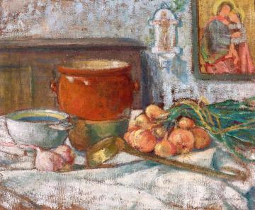 Still LIfe with Onions Artwork by Émile Bernard
