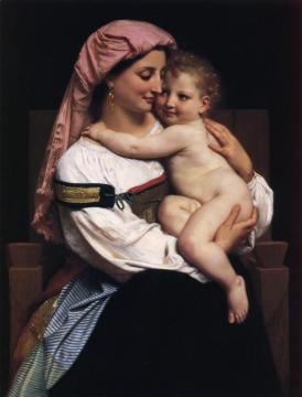 Woman Of Cervara And Her Child Artwork by William Adolphe Bouguereau