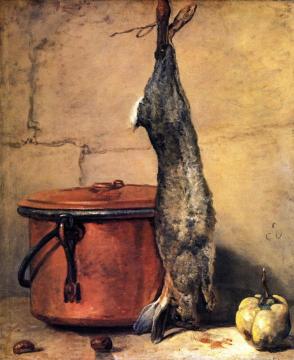 Rabbit with Copper Cauldron and Quince Artwork by Jean-Baptiste-Simeon Chardin