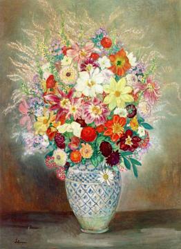 Floral Composition With Dahlias Artwork by Henri Lebasque