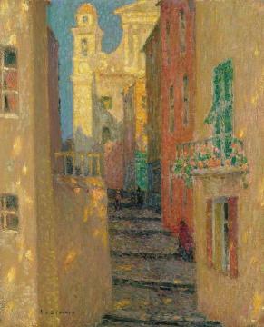 La Rue De L'eglise Villefranche-sur-mer Artwork by Henri Le Sidaner