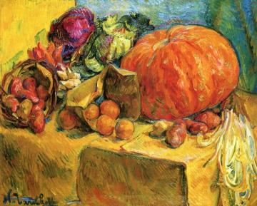 Still LIfe with Giant Pumpkin and Fruits Artwork by Nicolas Tarkhoff