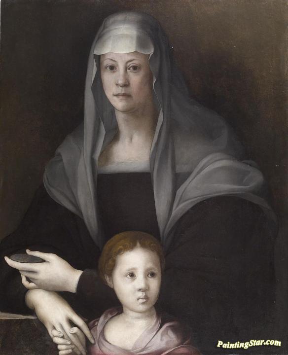 Portrait Of Maria Salviati De' Medici With Giulia De' Medici Artwork by Jacopo Pontormo