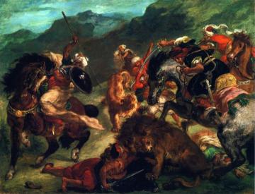 The Lion Hunt Artwork by Eugène Delacroix