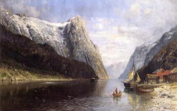 Fishing Boats on a Fjord Artwork by Anders Monsen Askevold