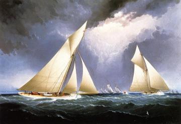 'mayflower' Leading 'puritan', America's Cup Trial Race, 1886 Artwork by James E. Buttersworth