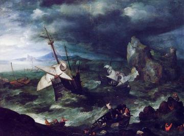 The Storm At Sea With Shipwreck Artwork by Jan Bruegel the Elder