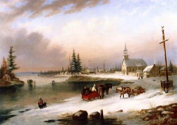 Village Scene In Winter Artwork by Cornelius Krieghoff