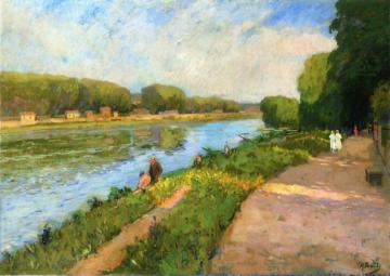 Sur La Rive Du Fleuve, Le Dimanche Artwork by Elie Anatole Pavil