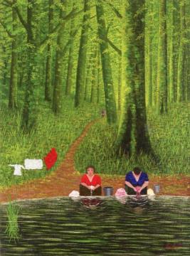 Laundresses on the Banks of the River Artwork by Camille Bombois