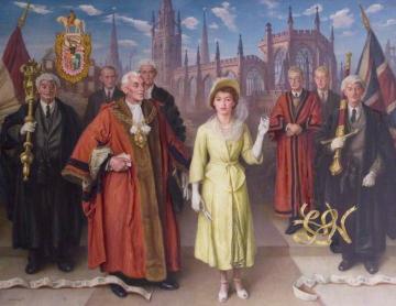 Princess Elizabeth Opening The New Broadgate, Coventry Artwork by Dame Laura Knight