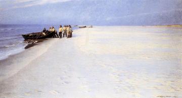 Fishermen on the Beach at Skagen Artwork by Peder Severin Kroyer
